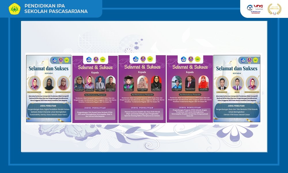 Dosen dan Mahasiswa Prodi Pendidikan IPA meraih Hibah Penelitian Kompetitif Kemendiktisaintek Tahun 2025